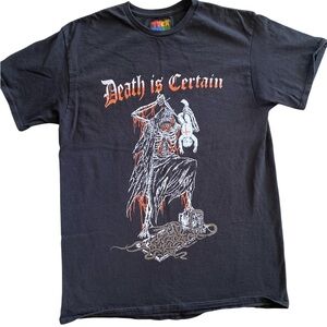 Gothic Demon Death is Certain Black T-Shirt Preowned Size Large